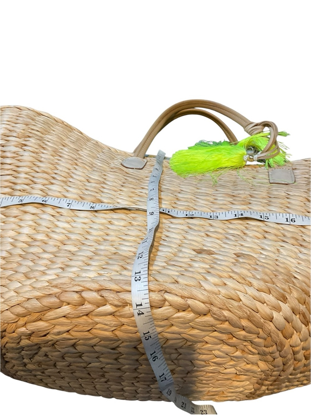 India Hicks Natural Straw Tote with Neon Yellow & Deep Red Tassel - Picture 15 of 16